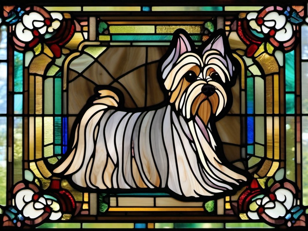 Stained Glass Yorkshire Terrier - Yorkshire terrier with bow  