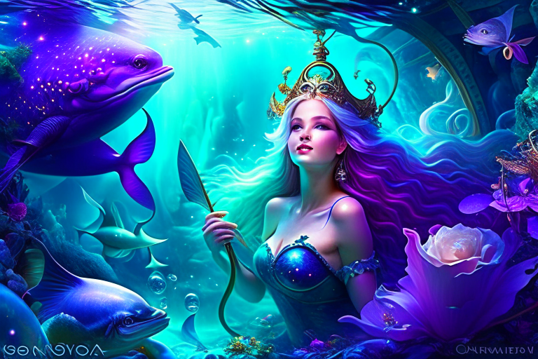 mermaid enchantress luring unsuspecting sailors into her aquatic lair with enchanting songs. 