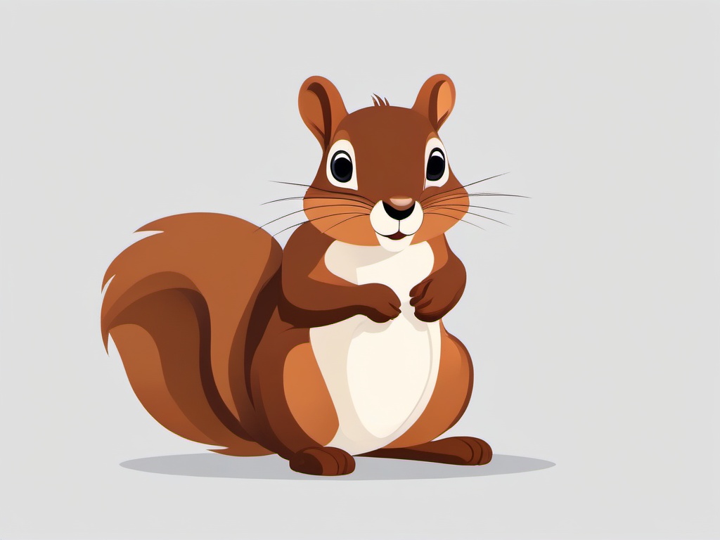 Squirrel cartoon  minimal, white background