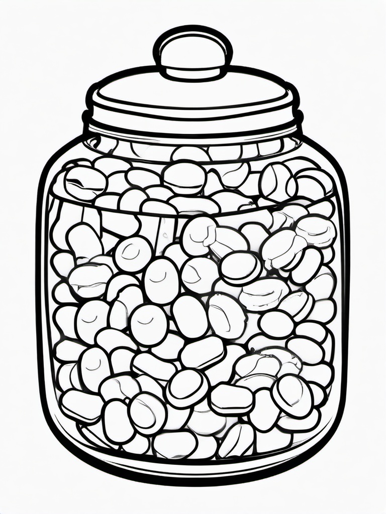 Food Coloring Pages - Colorful candy jar filled with jelly beans  simple coloring pages