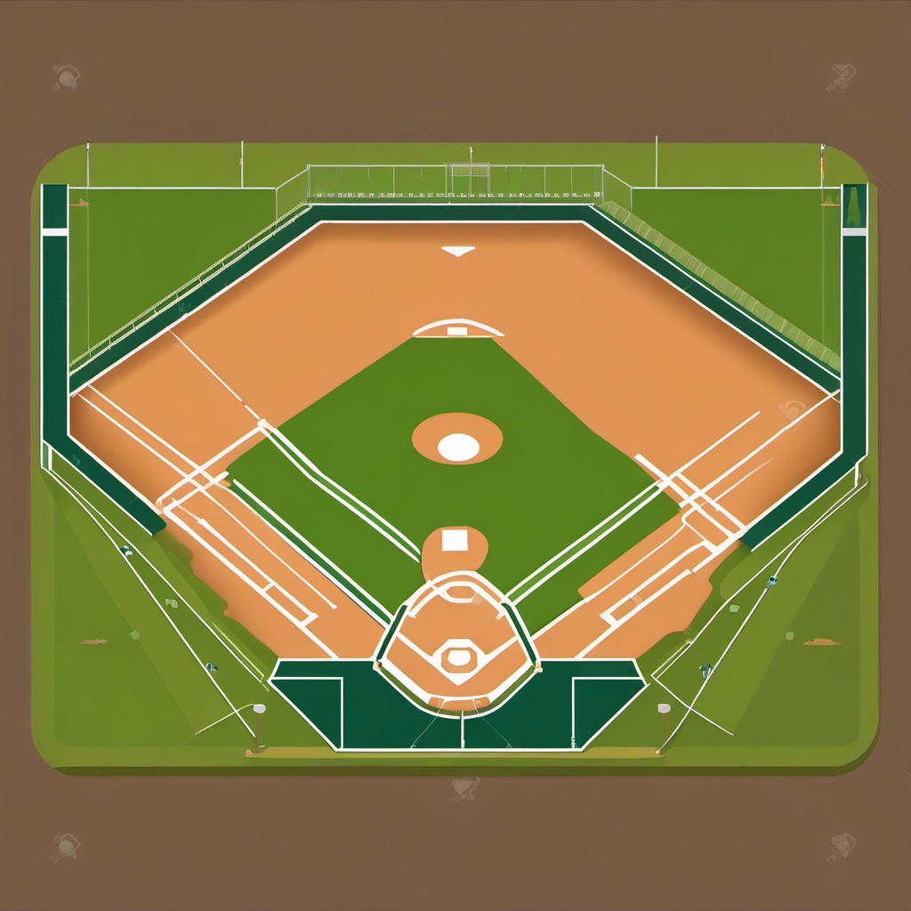 Baseball Diamond Clipart - A baseball diamond with bases.  color vector clipart, minimal style