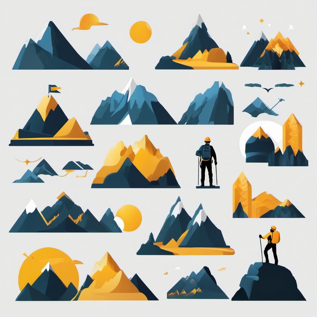 Mountaineer's Achievement clipart - A sense of accomplishment, ,vector color clipart,minimal