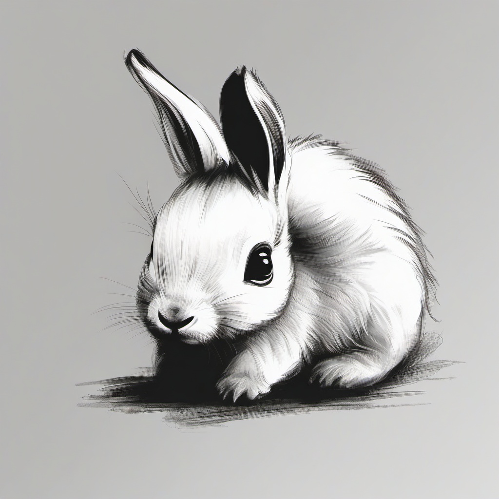 drawing of a baby animal  minimal rough sketch scribbles,doodles,black and white