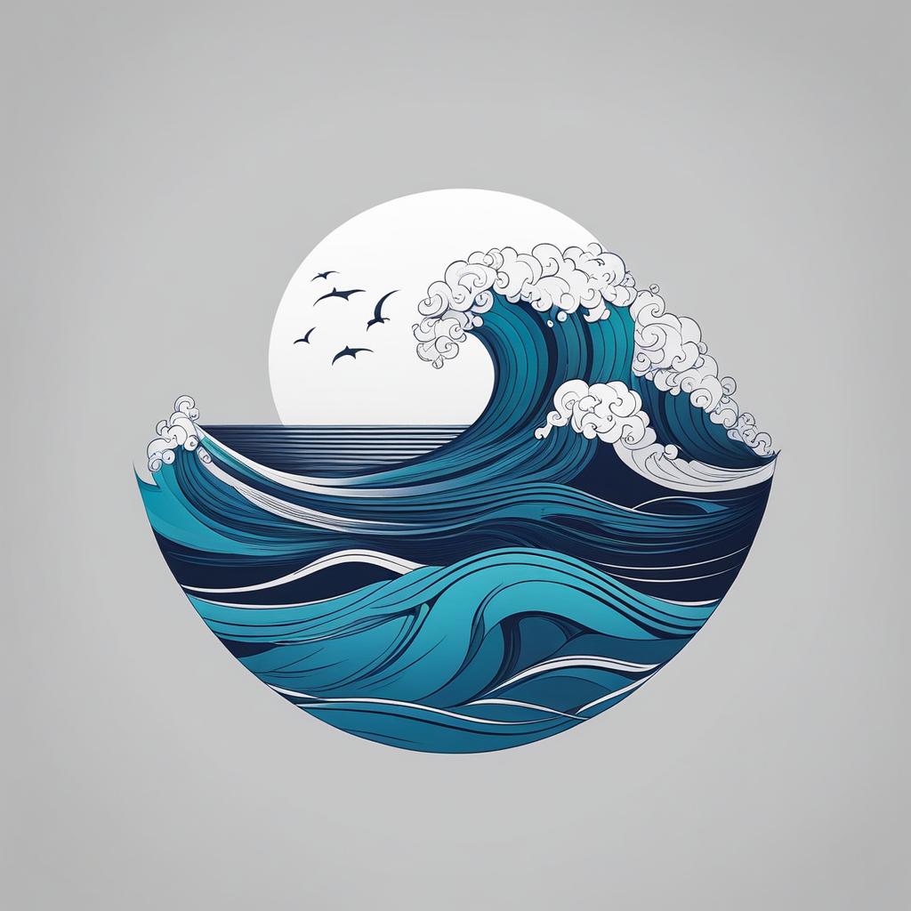 ocean tattoo minimalist color design 