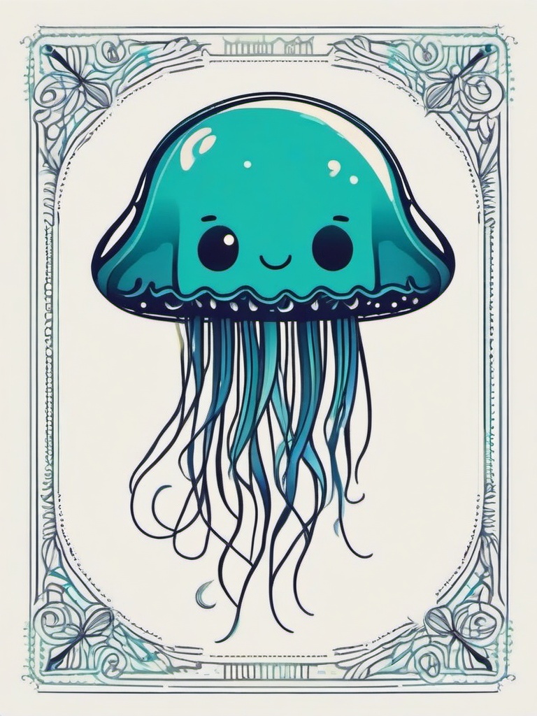 Small Cute Jellyfish Tattoo - Embrace cuteness with a petite and charming jellyfish ink.  minimalist color tattoo, vector