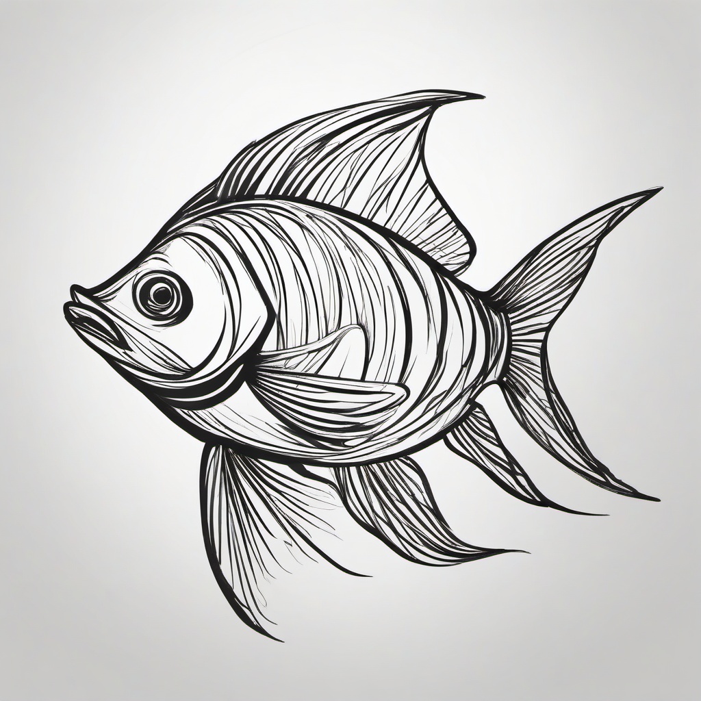 simple drawing of fish  minimal rough sketch scribbles,doodles,black and white