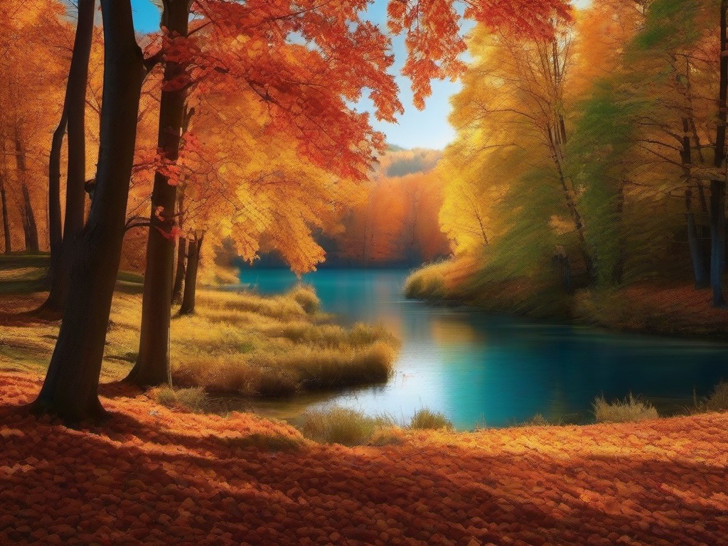 Thanksgiving Wallpaper-A beautiful autumn landscape, with colorful trees and a clear blue sky, perfect for a Thanksgiving backdrop.  aesthetic background wallpaper