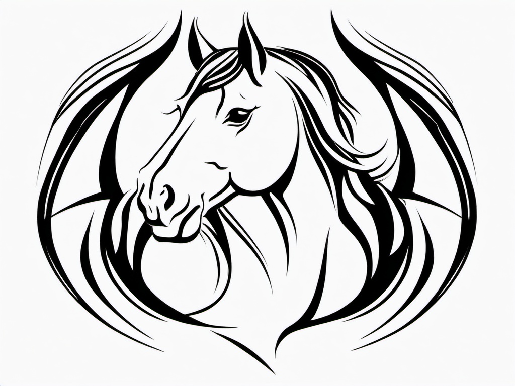 simple horse head outline tattoo  simple tattoo,minimalist,white background