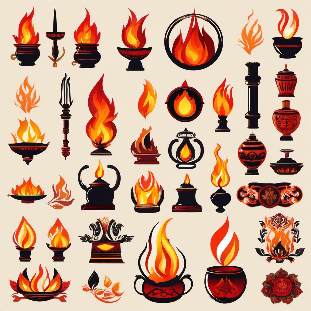 Flame clipart - flame in cultural symbols  vector clipart