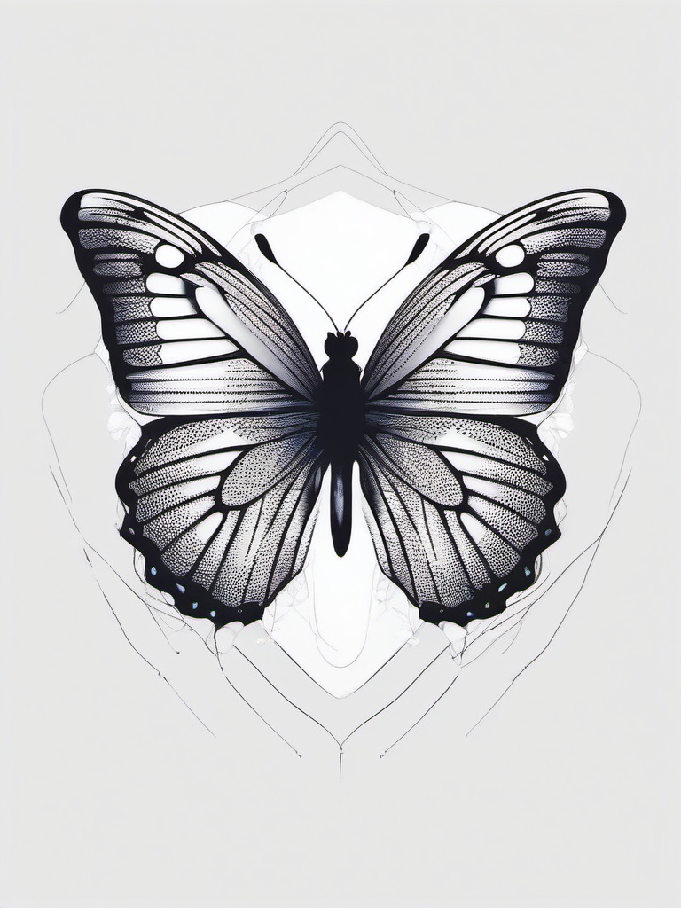 butterfly tattoo mental health  simple color tattoo, minimal, white background