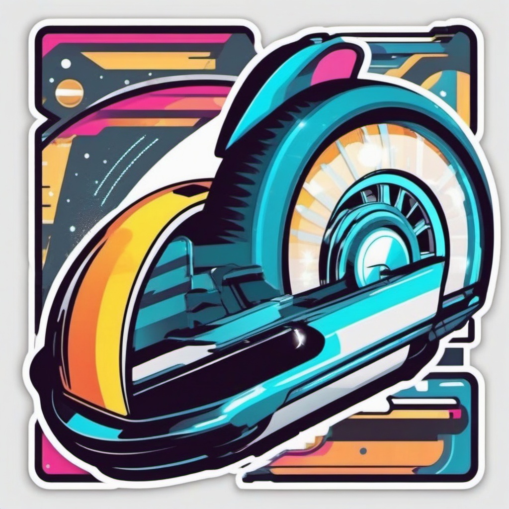 Hoverboard Sticker - Futuristic transport, ,vector color sticker art,minimal