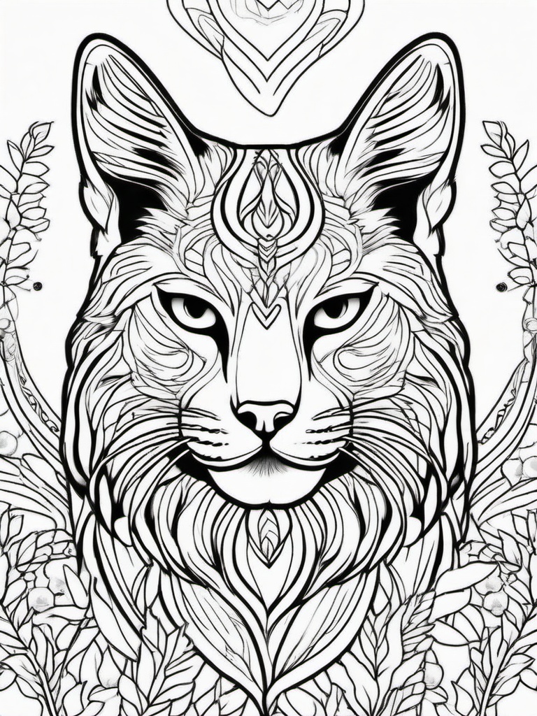 Lynx Coloring Pages - Wild Cat with Pointed Ears  black outline printable coloring page