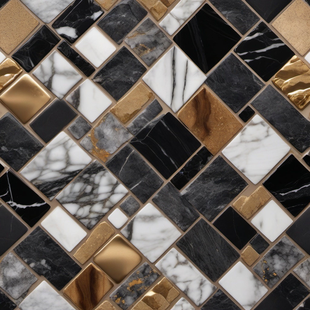 Marble and granite fusion tile pattern top view, product photoshoot realistic background, hyper detail, high resolution