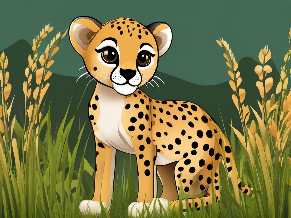 Cute Cheetah in the African Grasslands  clipart, simple