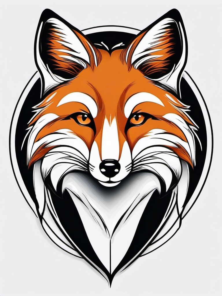 Fox Tattoo - Sly fox with a mischievous grin, embodying cleverness  few color tattoo design, simple line art, design clean white background