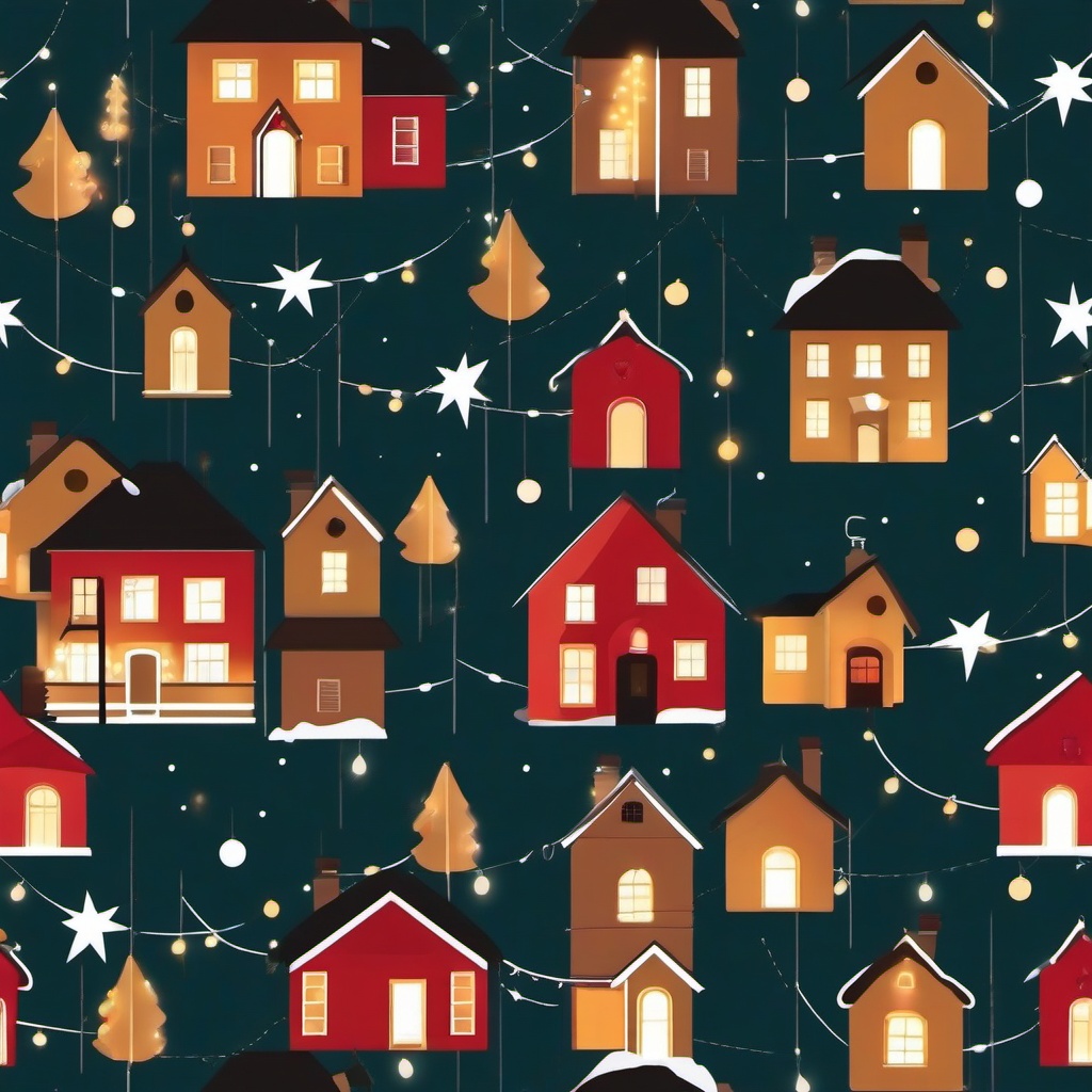 December clipart - Christmas lights twinkling on a house  color,minimalist,vector clipart