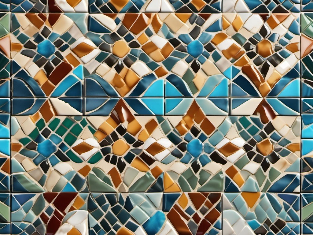 Exotic mosaic tiles top view, photo realistic background, hyper detail, high resolution