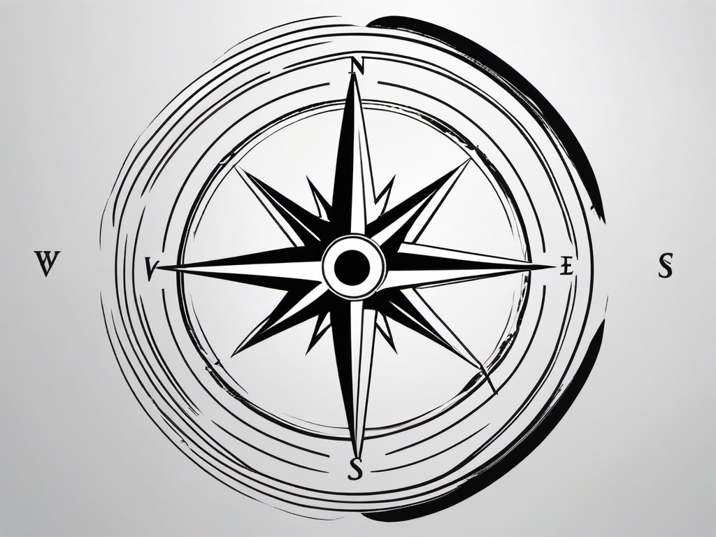 Compass Tattoo - Symbol of guidance and direction.  simple vector tattoo,minimalist,white background