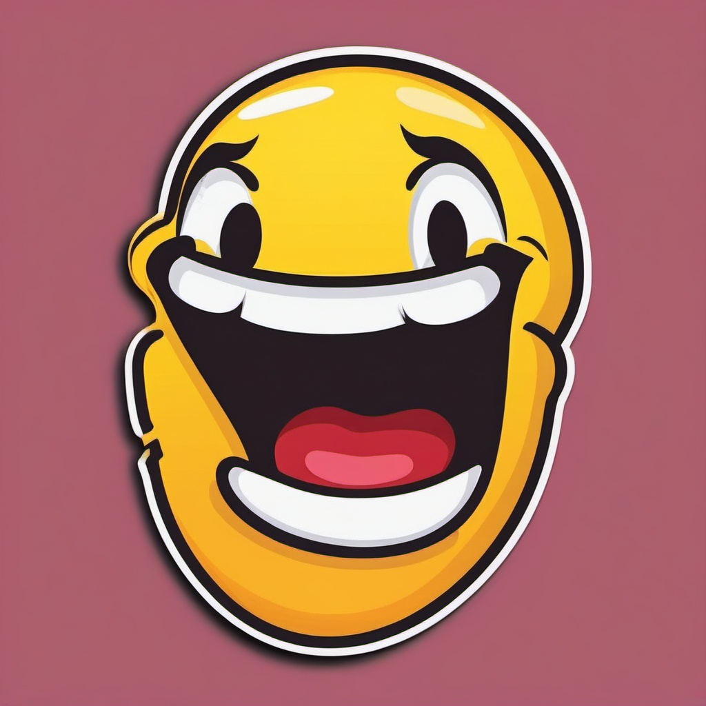 Emoji laughing face sticker- Humorous and joyful, , sticker vector art, minimalist design