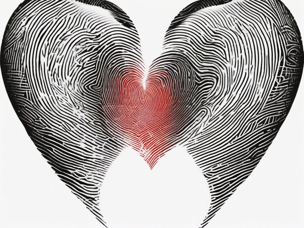 Fingerprint heart tattoo, Two hearts imprinted with fingerprints, forever linking the uniqueness of individuals in love. , tattoo color art, clean white background