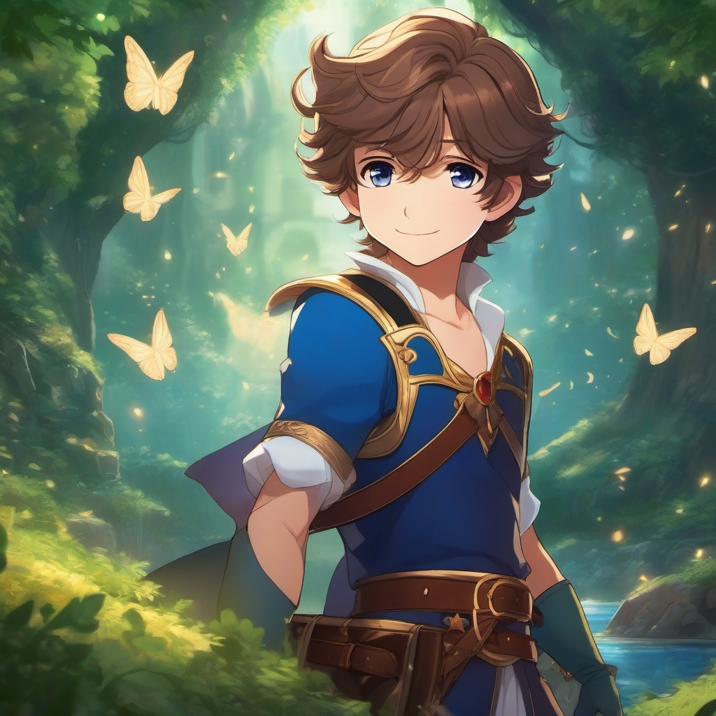 Charming prince, in a fairy tale kingdom, embarking on an epic quest to rescue a captive princess.  front facing ,centered portrait shot, cute anime color style, pfp, full face visible