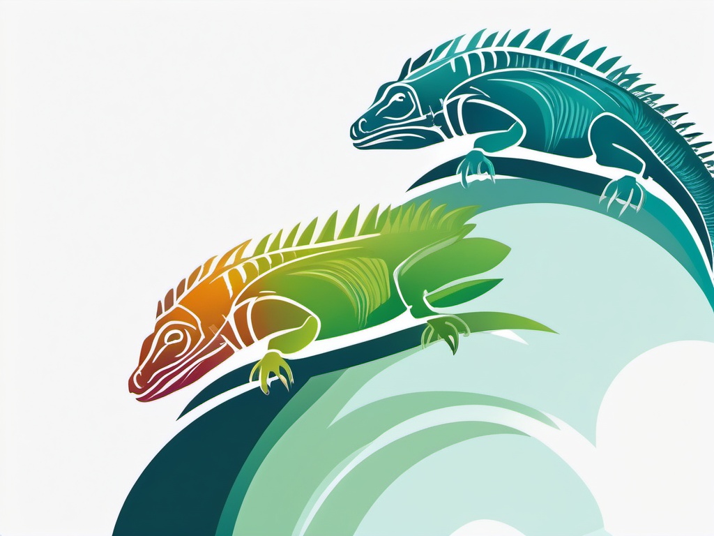 Icy Iguanas  minimalist design, white background, professional color logo vector art