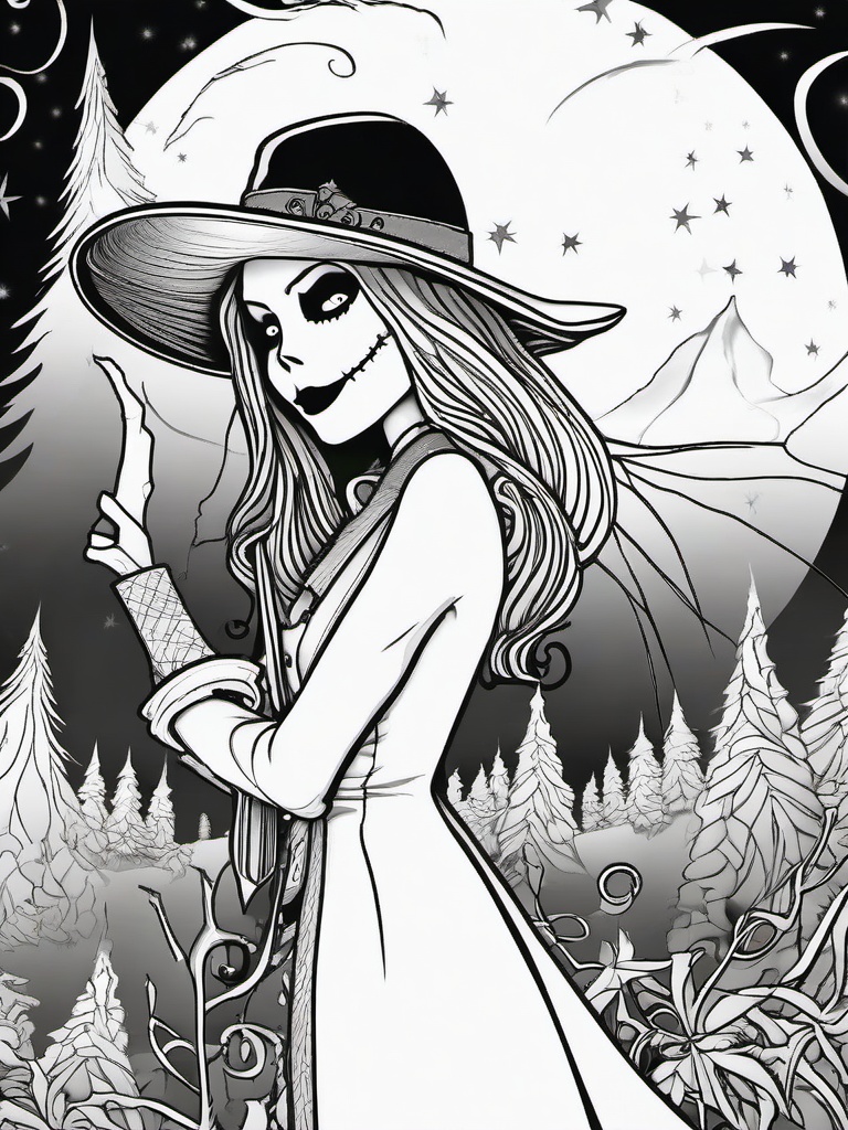 Nightmare Before Xmas Coloring Pages  outling,coloring pages,black and whit