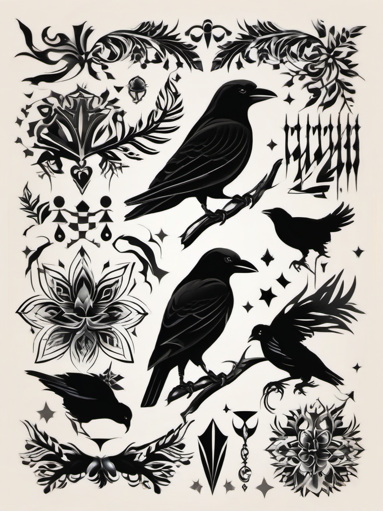 nordic crow tattoo  simple vector color tattoo