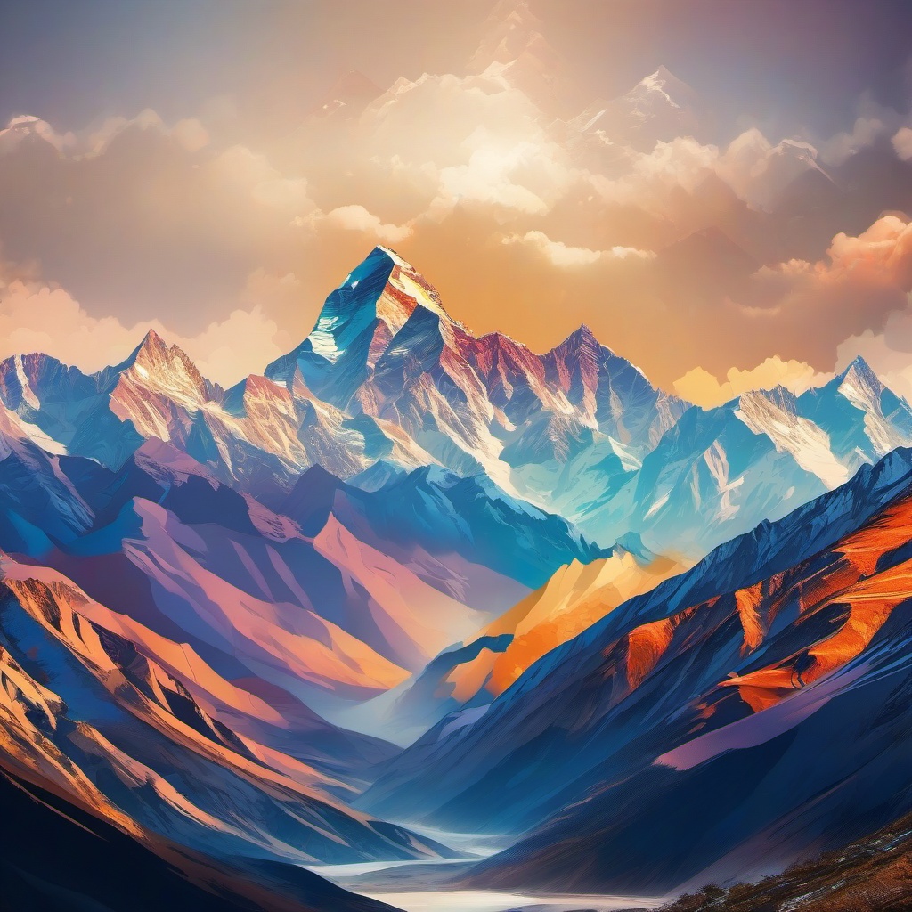 Motivational Wallpaper - Mountain Peaks in the Himalayas with Inspiring Quote  wallpaper style, intricate details, patterns, splash art, light colors