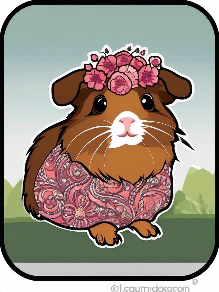 Abyssinian Guinea Pig cartoon - small, rosette-patterned pet  cartoon sticker style