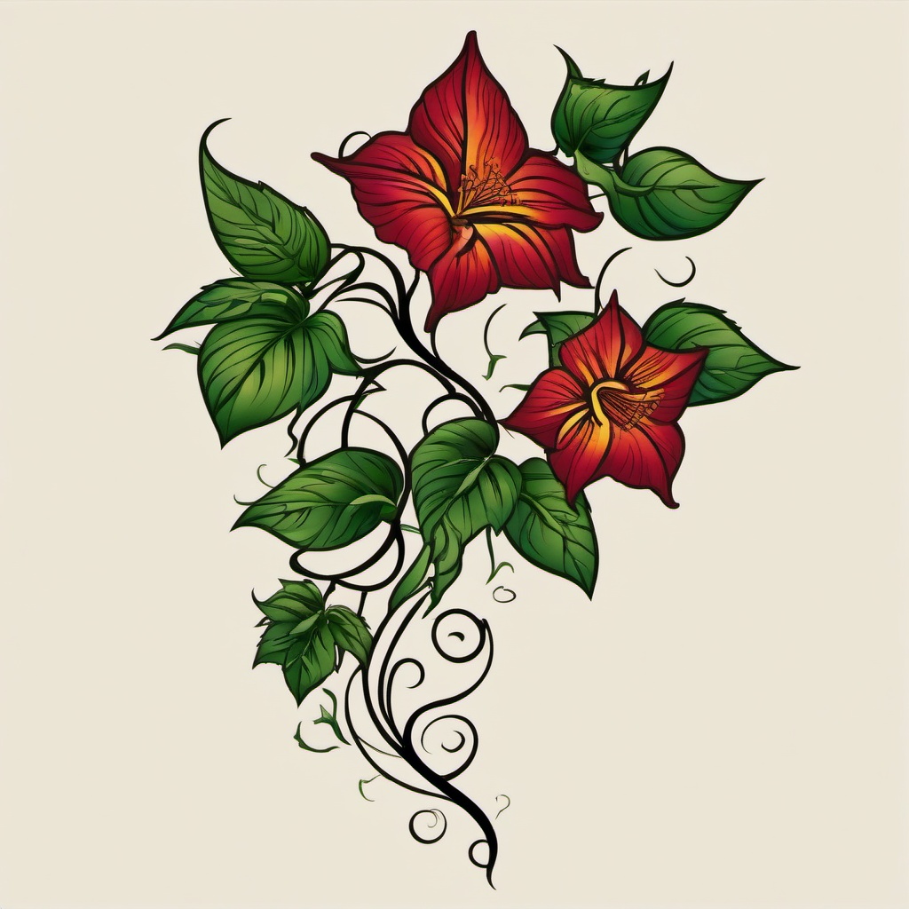 climbing vine tattoo  simple vector color tattoo