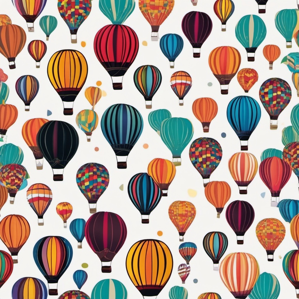 Hot Air Balloon Festival Sticker - Gathering of colorful hot air balloons, ,vector color sticker art,minimal