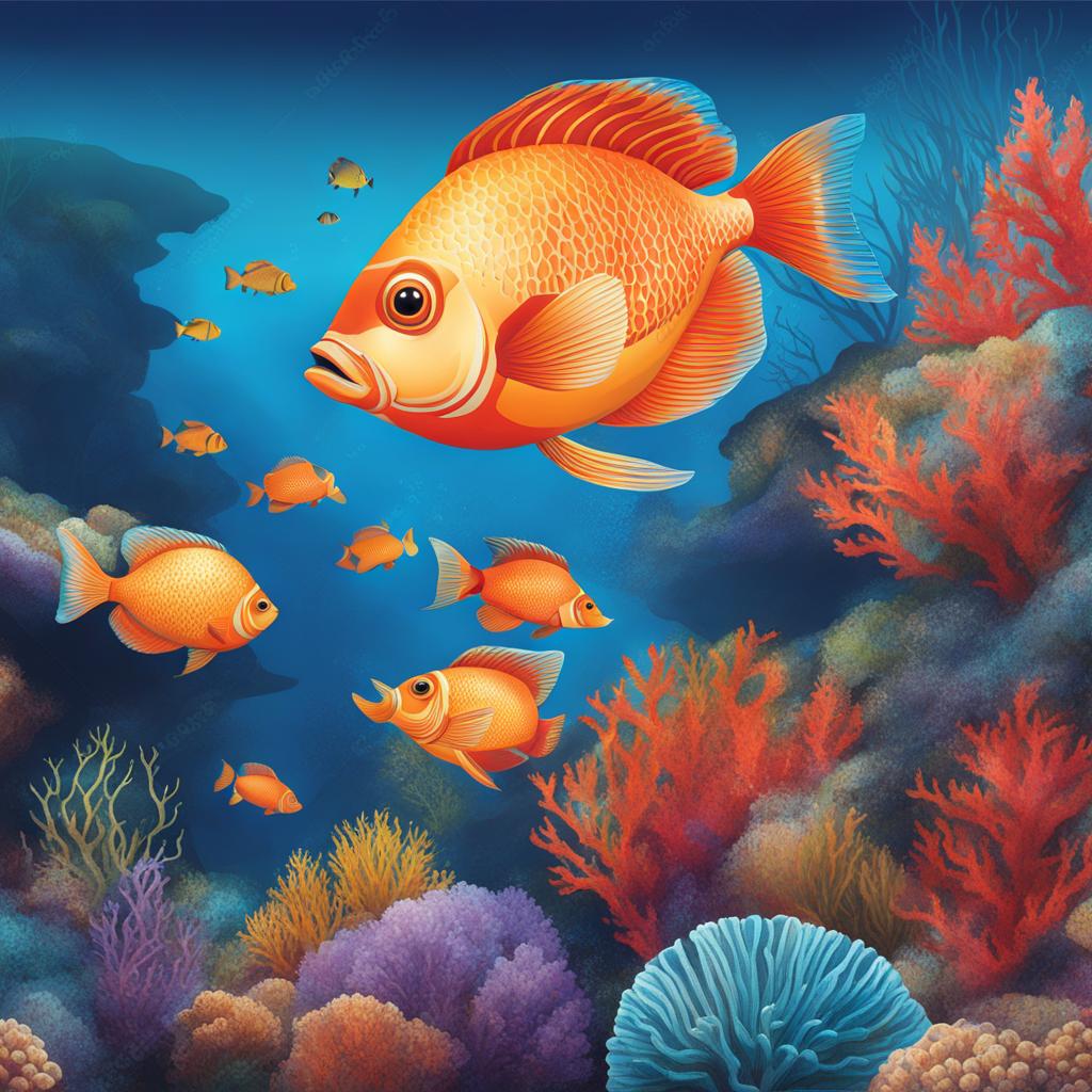 fish clipart in an underwater coral reef - swimming with artistic flair. 