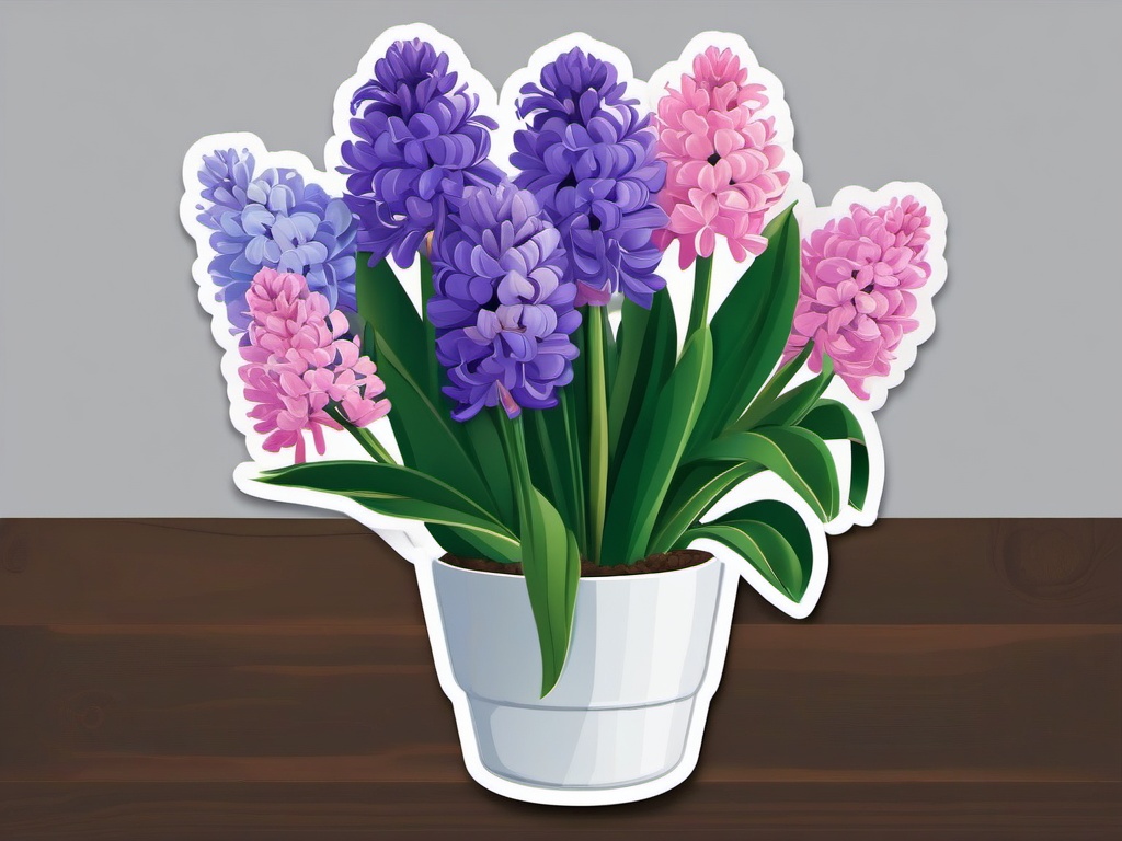 Hyacinth Sticker - Enjoy the fragrant and densely packed blooms of hyacinths with this elegant sticker, , sticker vector art, minimalist design