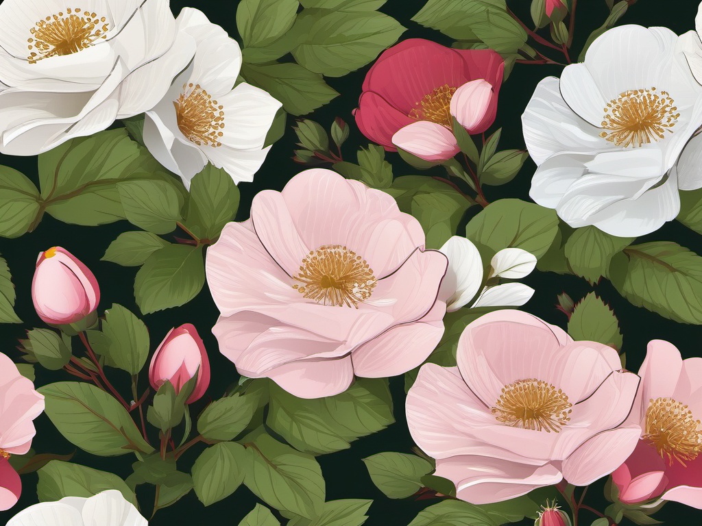 Arctic Wild Rose Clip Art - Wild roses in the Arctic region,  color vector clipart, minimal style