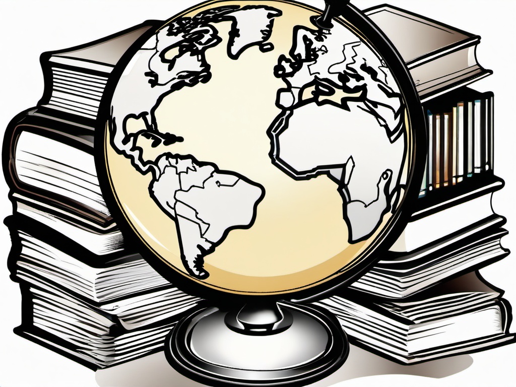 Globe clipart - globe surrounded by books  clipart