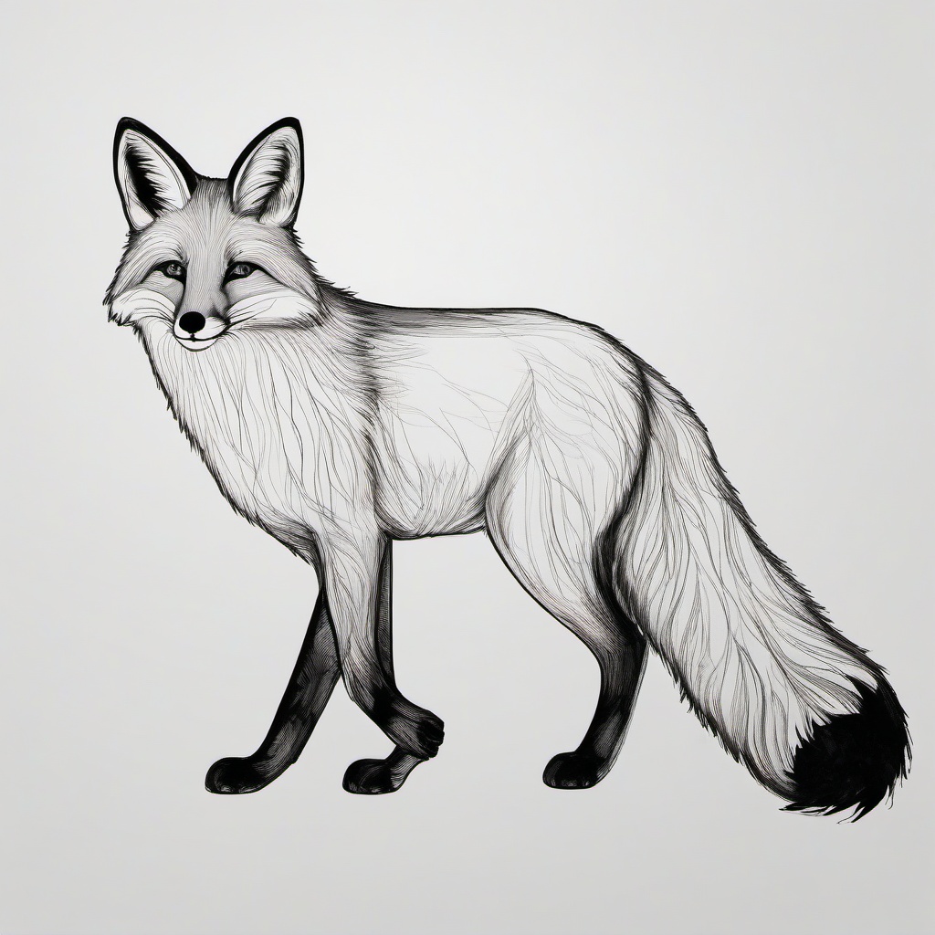 drawing of a Rüppell's fox  minimal rough sketch scribbles,doodles,black and white