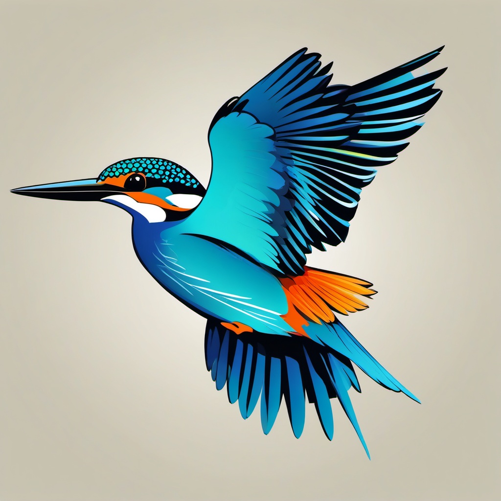 Kingfisher clipart - Colorful bird known for rapid dives while flying, ,color clipart vector style