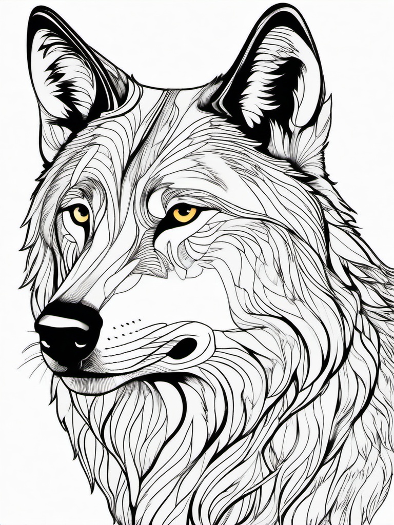 Wolf Coloring Pages - Wolf staring intensely into the distance  simple coloring pages