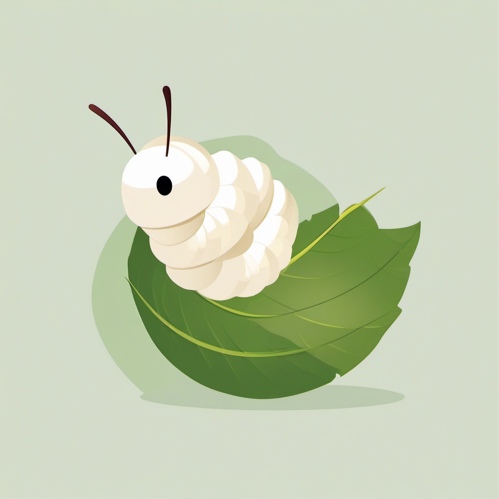 Silkworm Clip Art - A silkworm spinning its cocoon,  color vector clipart, minimal style