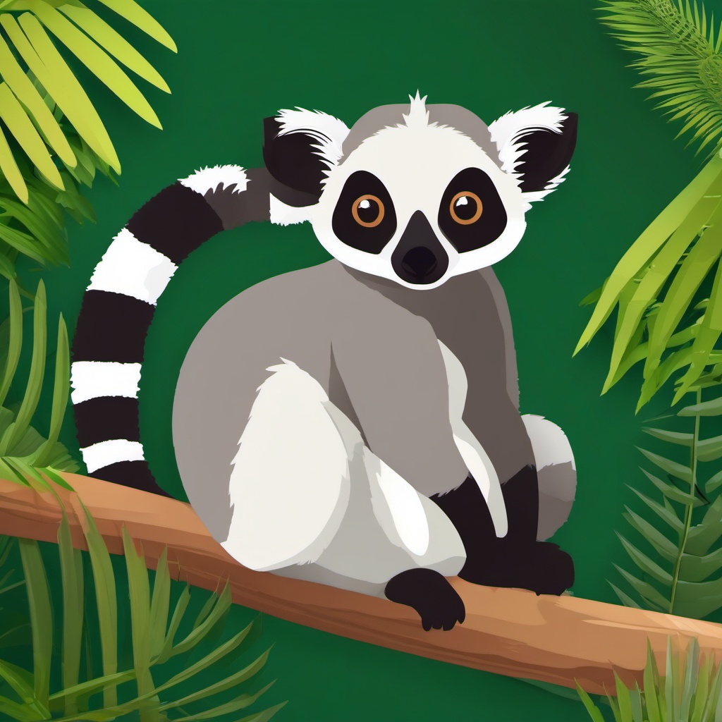 Cute Lemur in the Madagascar Rainforest  clipart, simple