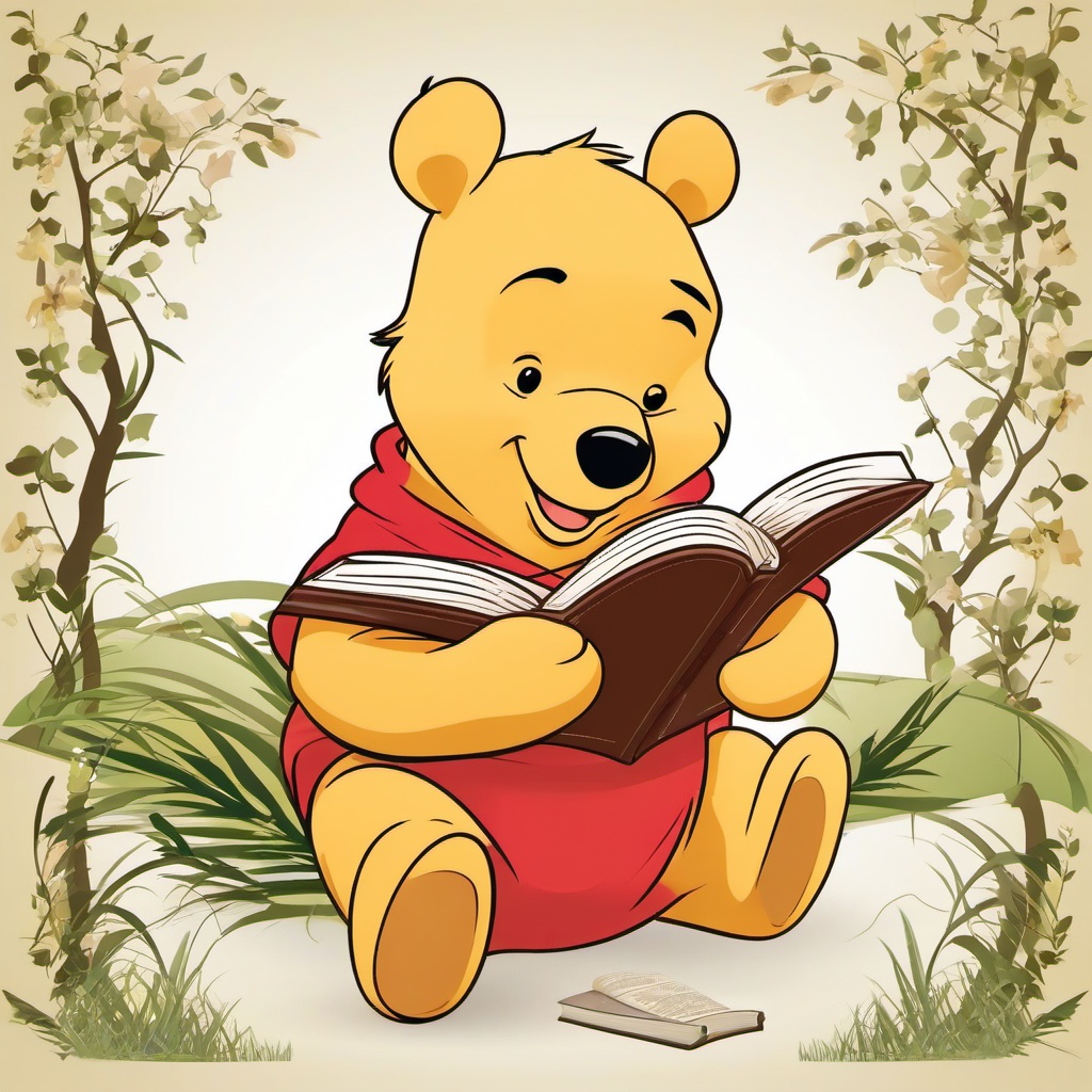 Winnie The Pooh clipart - Pooh bear reading a book  vector clipart