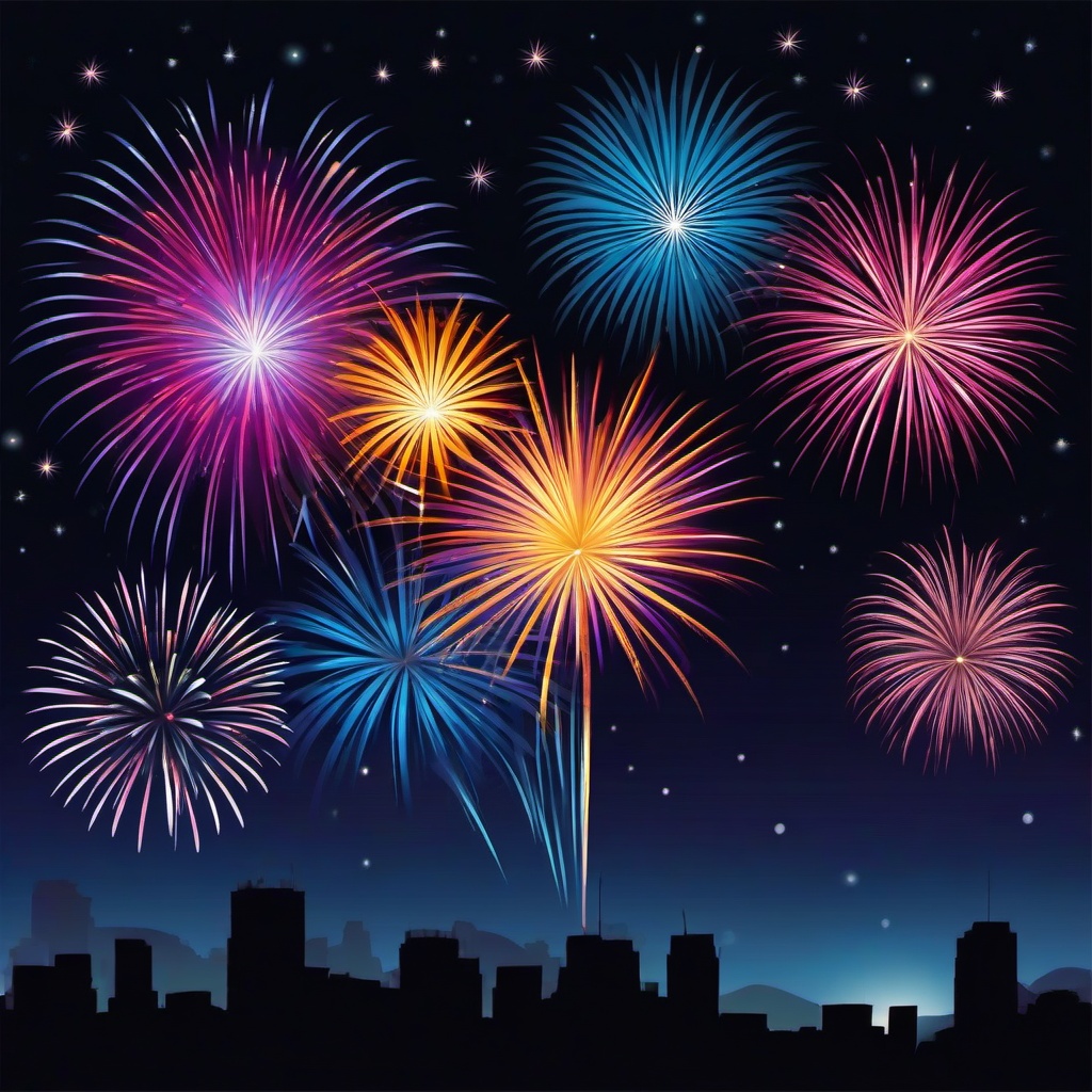 New Year clipart - fireworks lighting up the night sky  