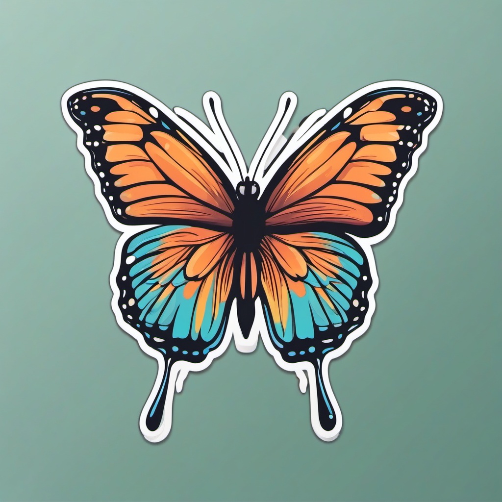 Butterfly Sticker - Delicate butterfly illustration, ,vector color sticker art,minimal