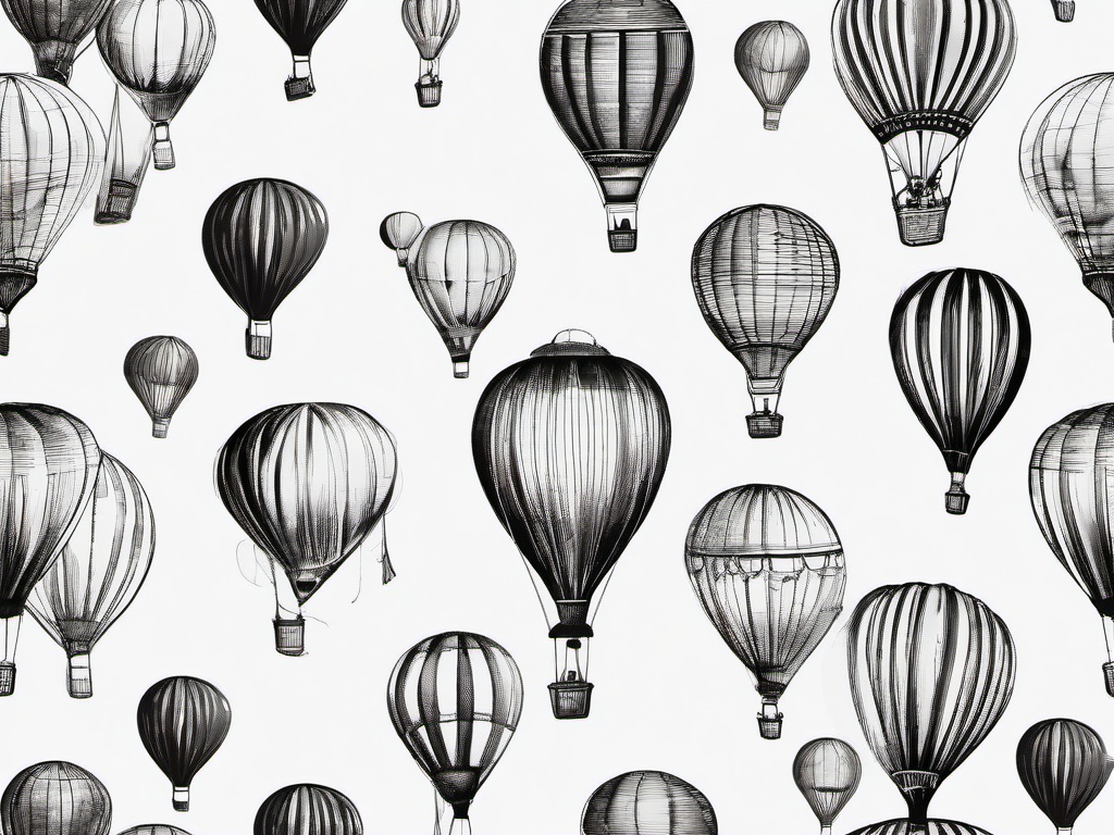 sketch of hot air balloon  minimal rough sketch scribbles,doodles,black and white