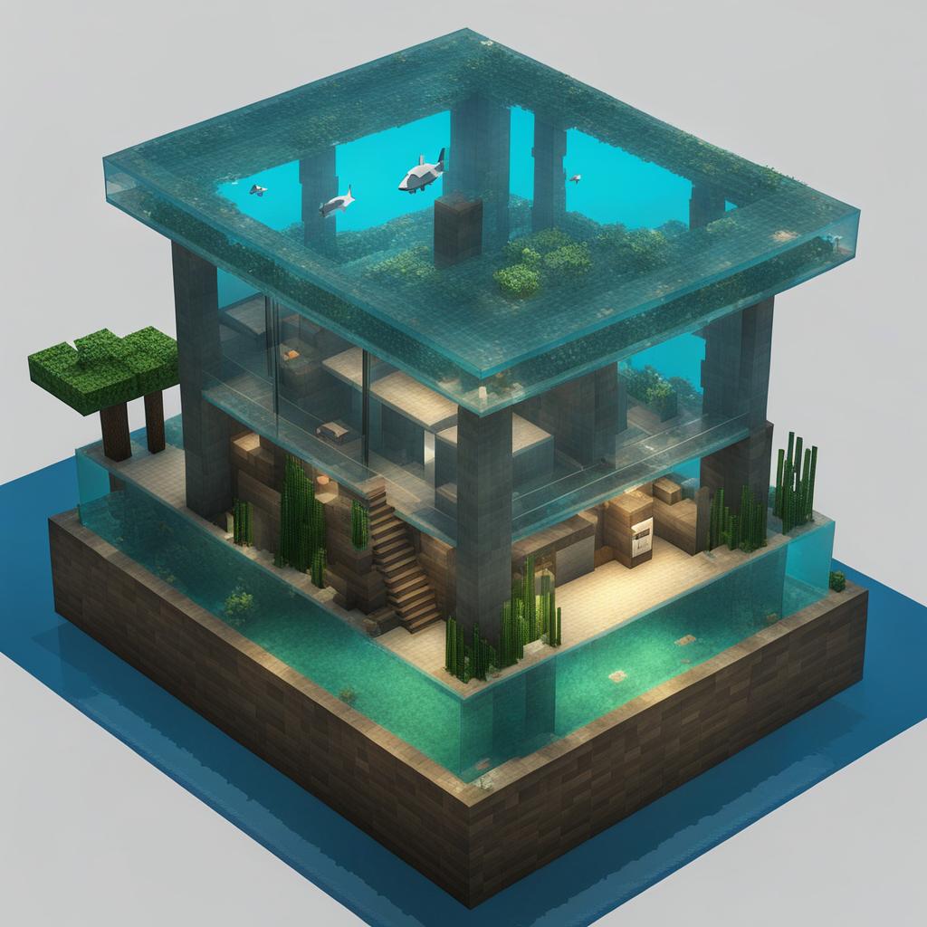 underwater observatory with transparent walls for marine life viewing - minecraft house design ideas minecraft block style