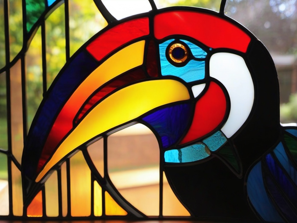 Stained Glass Toucan - Toucan with large colorful beak  