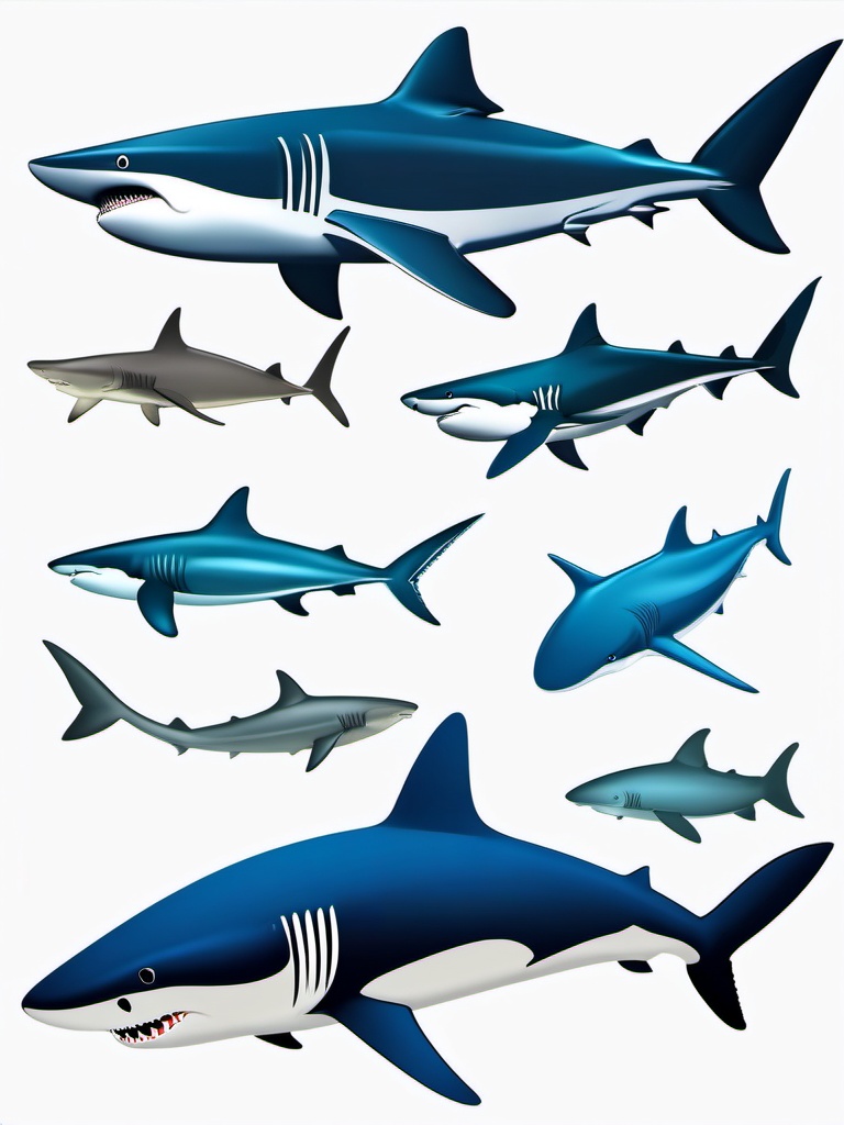 Shark Clipart, Majestic sharks in the deep blue sea. 