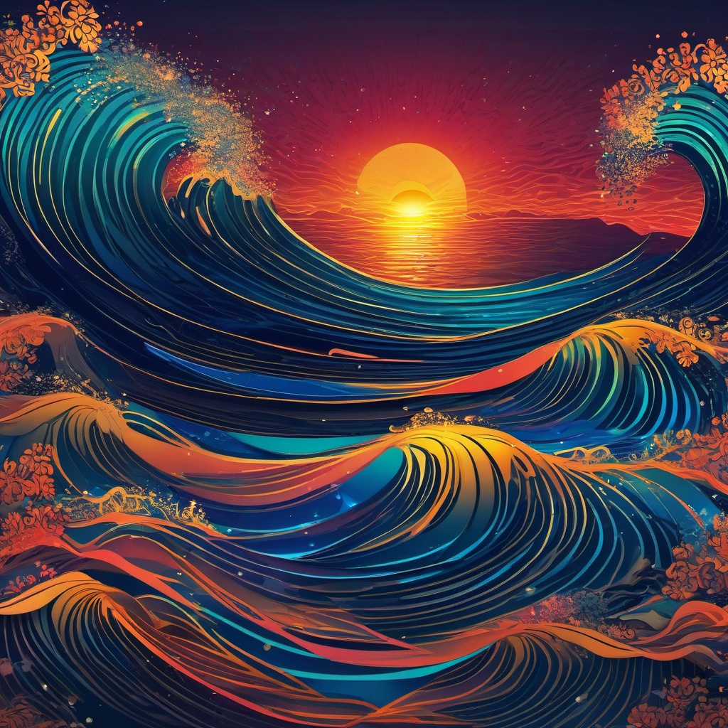 Desktop Wallpaper 4K - Mesmerizing 4K Ocean Sunset  intricate patterns, splash art, wallpaper art