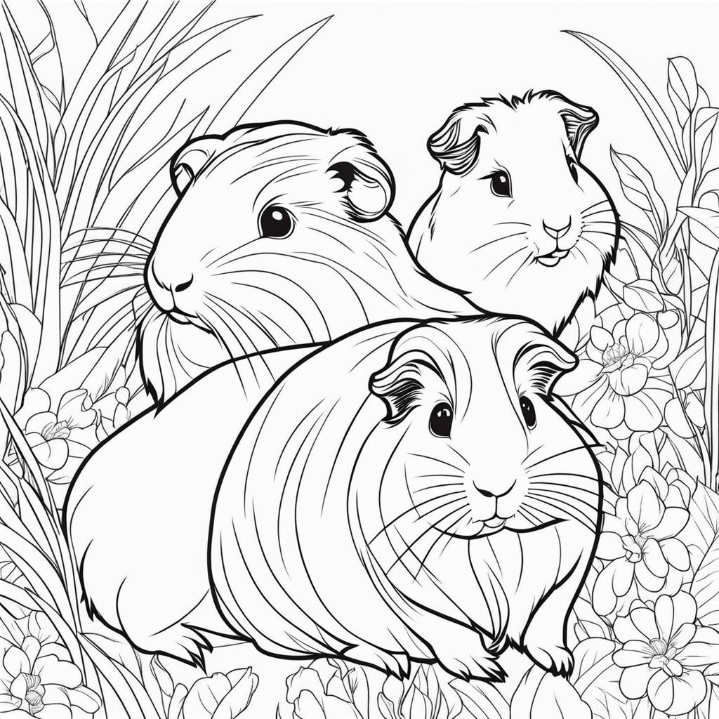 guinea pigs cute animals coloring page 